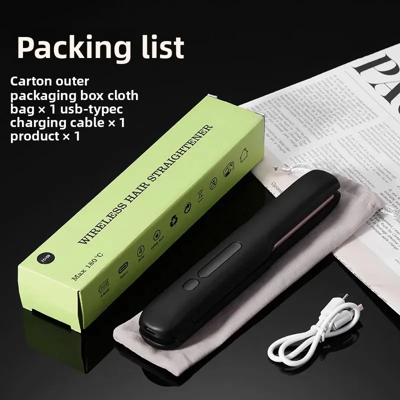 Wireless Mini Portable Hair Curling Iron USB Rechargeable Straightening And Curling Tool Bangs Clamp Salon Accessories