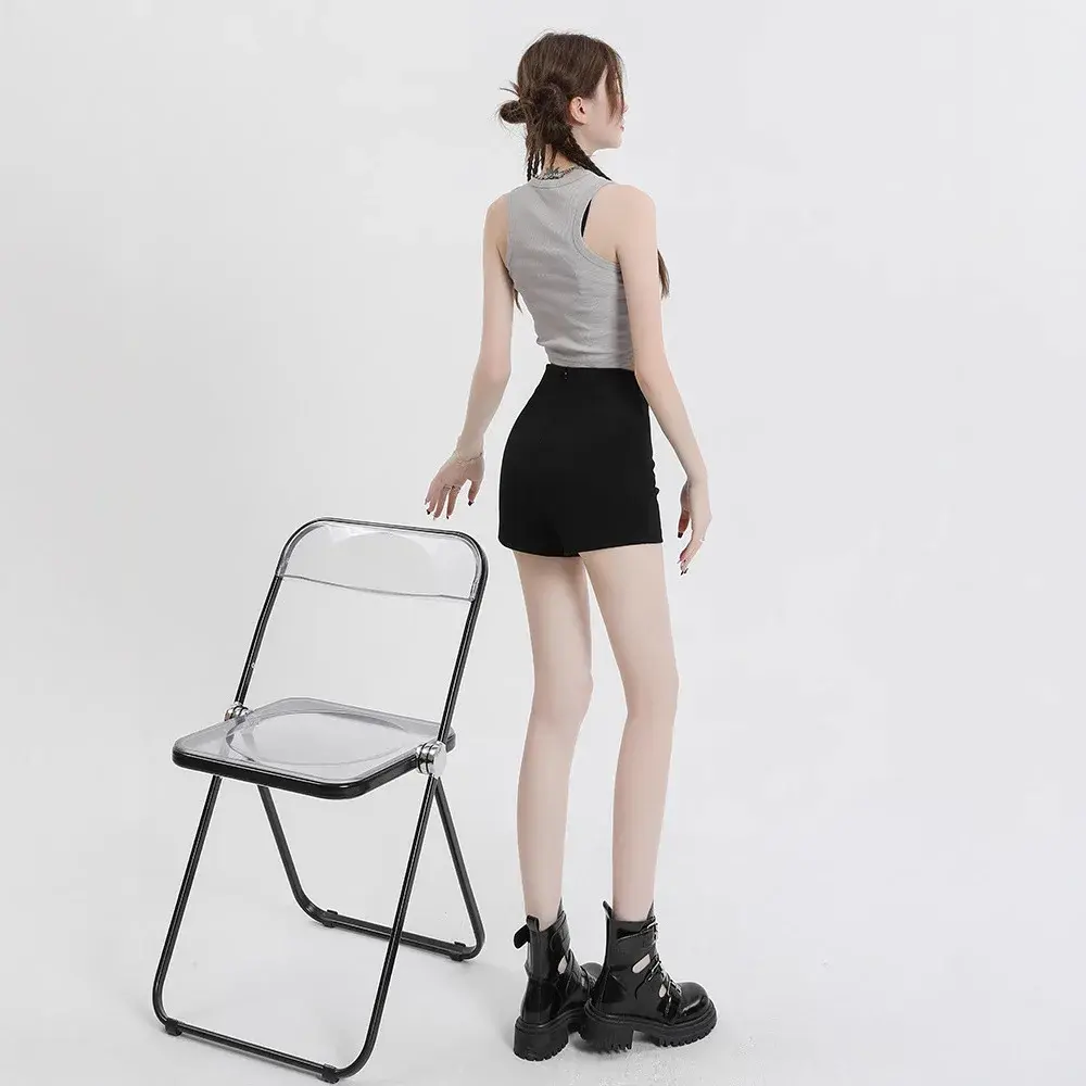 High Waist Black Skinny Shorts Women's Summer New Style Casual Spicy Girl Outerwear Hot Pants Korean Style Fashionable Shorts