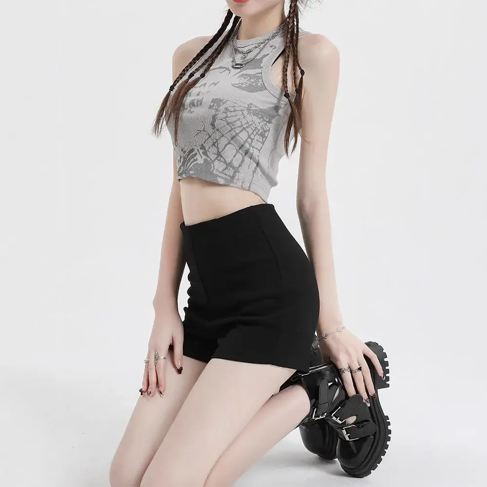 High Waist Black Skinny Shorts Women's Summer New Style Casual Spicy Girl Outerwear Hot Pants Korean Style Fashionable Shorts