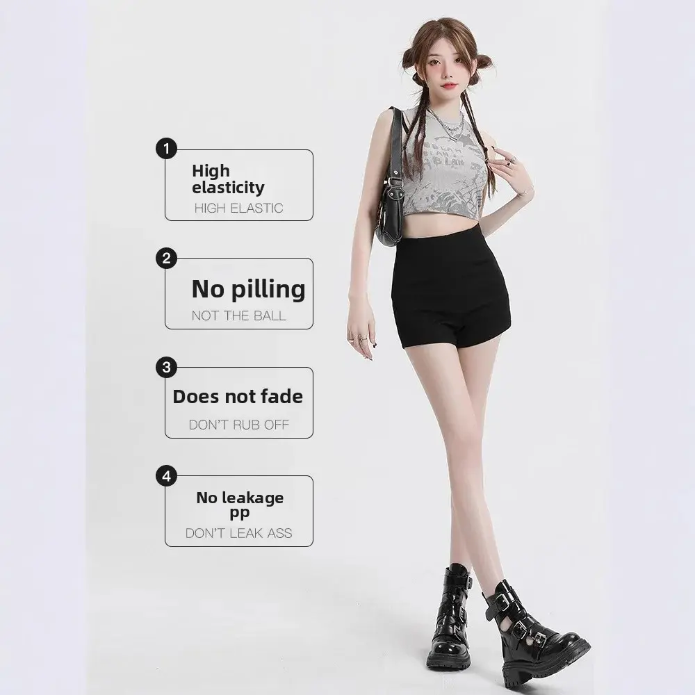 High Waist Black Skinny Shorts Women's Summer New Style Casual Spicy Girl Outerwear Hot Pants Korean Style Fashionable Shorts