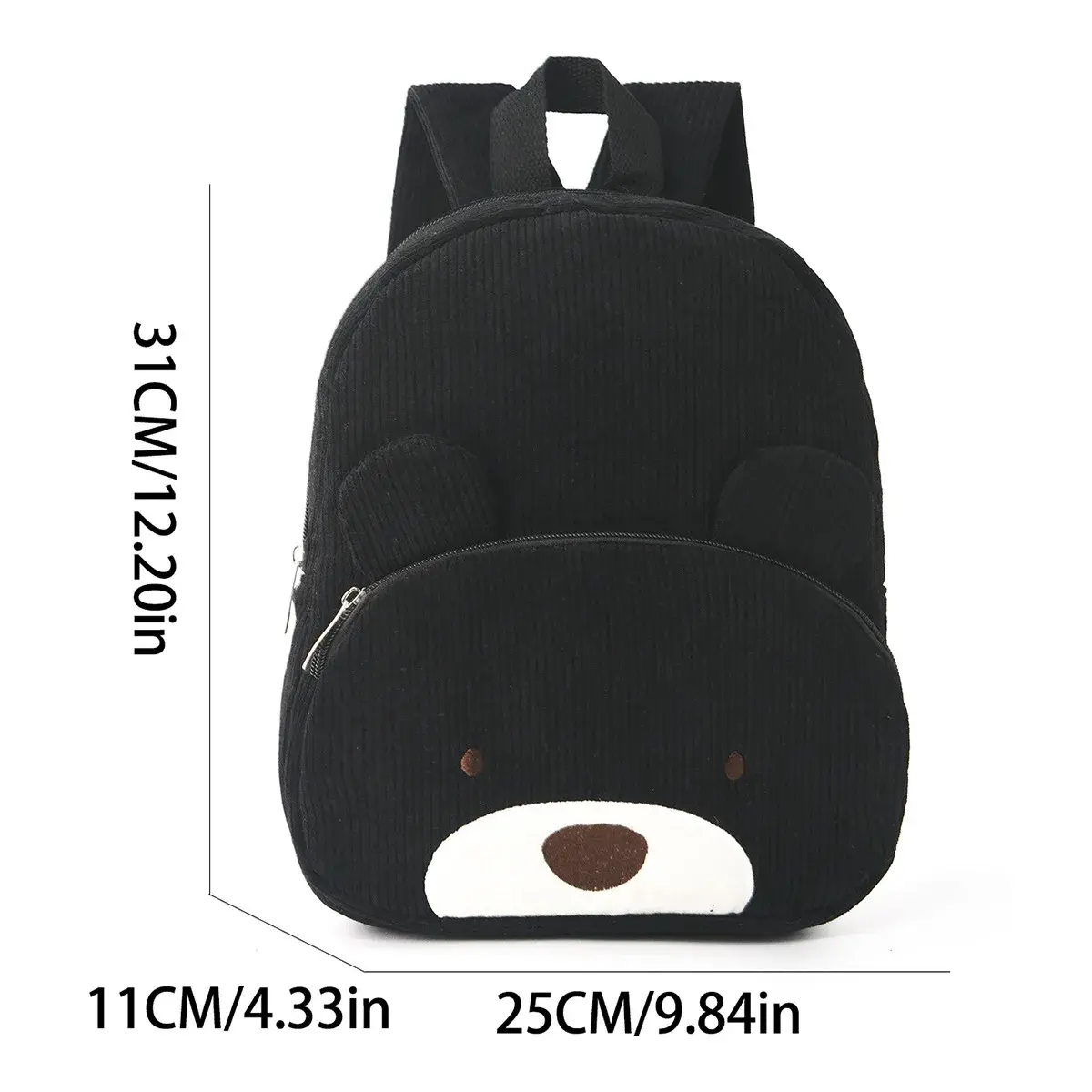 Corduroy Large Capacity Double Shoulder Bag Casual Cartoon Student Bag Cute Little Bear Plush Bag Cross-Border Hot Selling