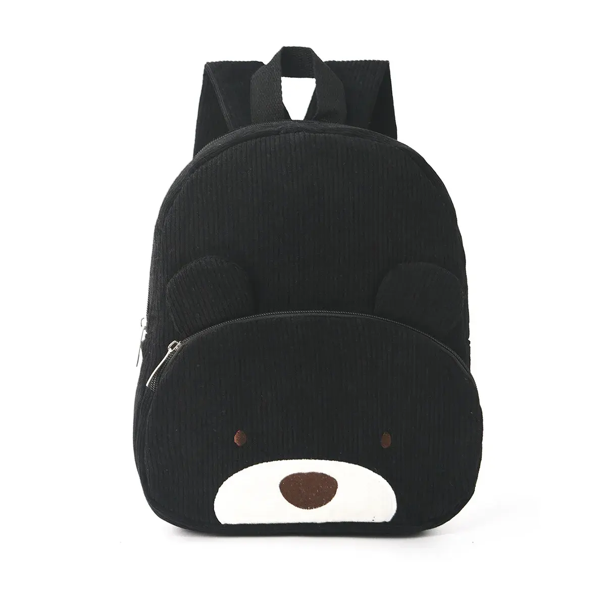 Corduroy Large Capacity Double Shoulder Bag Casual Cartoon Student Bag Cute Little Bear Plush Bag Cross-Border Hot Selling