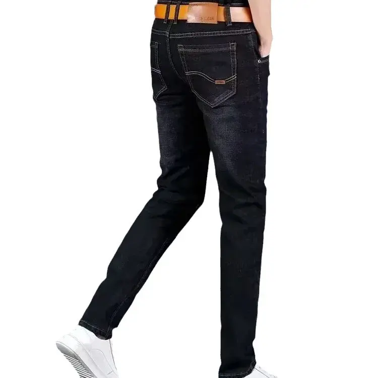 Men's Autumn/Winter Jeans Fleece-Lined And Thickened Straight-Leg Loose-Fit Plus Size For Cold Weather Outdoor Wear