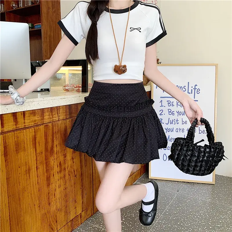 Sweet Versatileslims You And Smooths Your SihouetteA-Line Mini Dress Realistic Price Tag Bo Dot Splicing Flower Skirt For Women