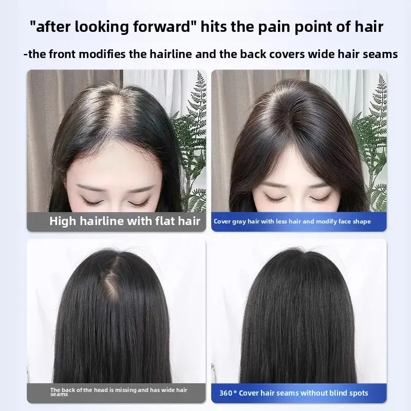 Cloud-Like Thin Hair Extension Pieces Real Human Hair Invisible Natural Looking Female Top Light Weight Wig Front Bangs