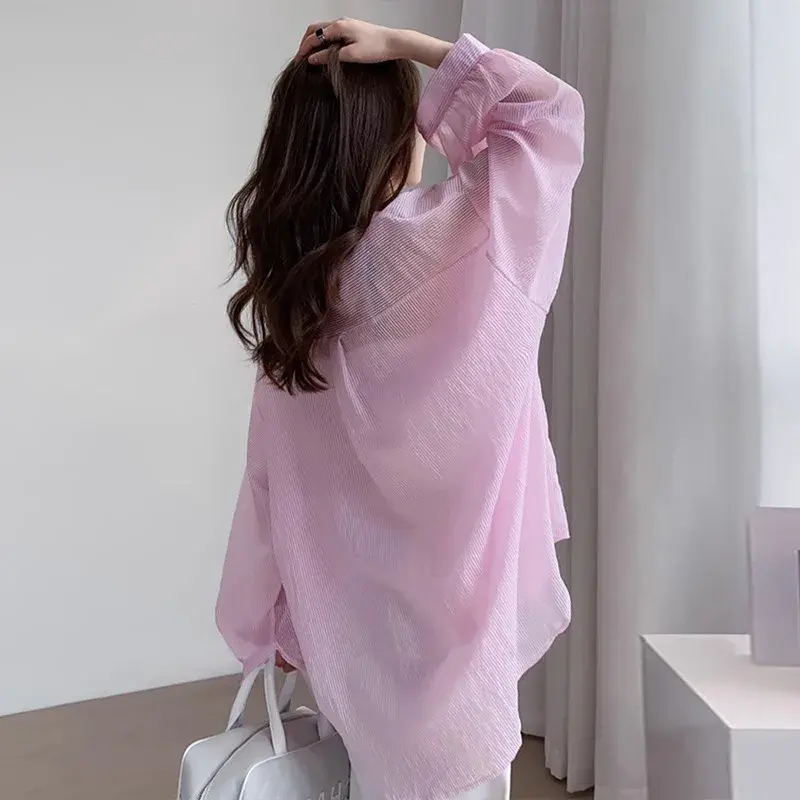 Lightweight Sun Protection Silk Shirt Women Summer New Style Versatile French Open Cardigan Long Sleeve Chiffon Outerwear Top