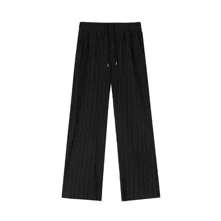 Men's Summer Loose-fit Straight-leg Ice Silk Casual Pants High-end Feel Trendy Draped Nine-point Casual Trousers