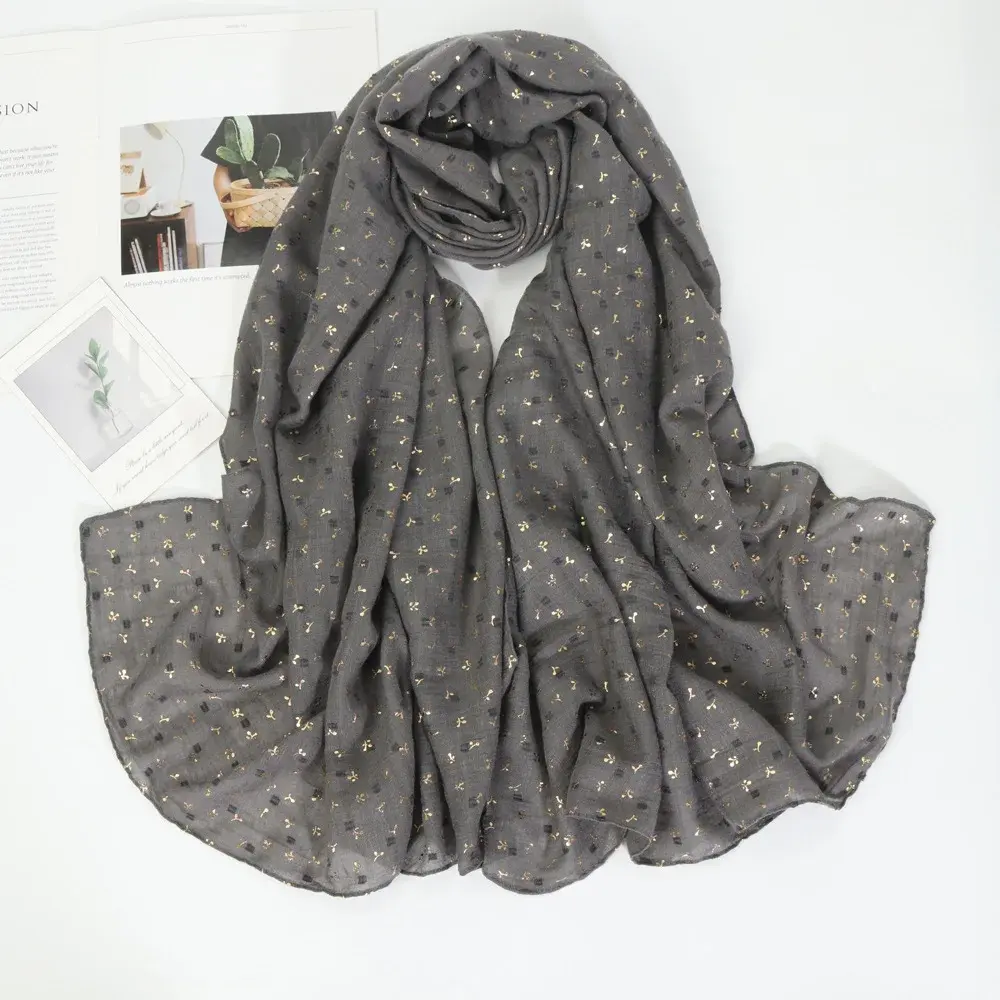 Women's Solid Color Long Scarf Casual Headscarf Thin Large Size Shawl Foreign Trade Cotton Linen Scarf Fashion Accessory