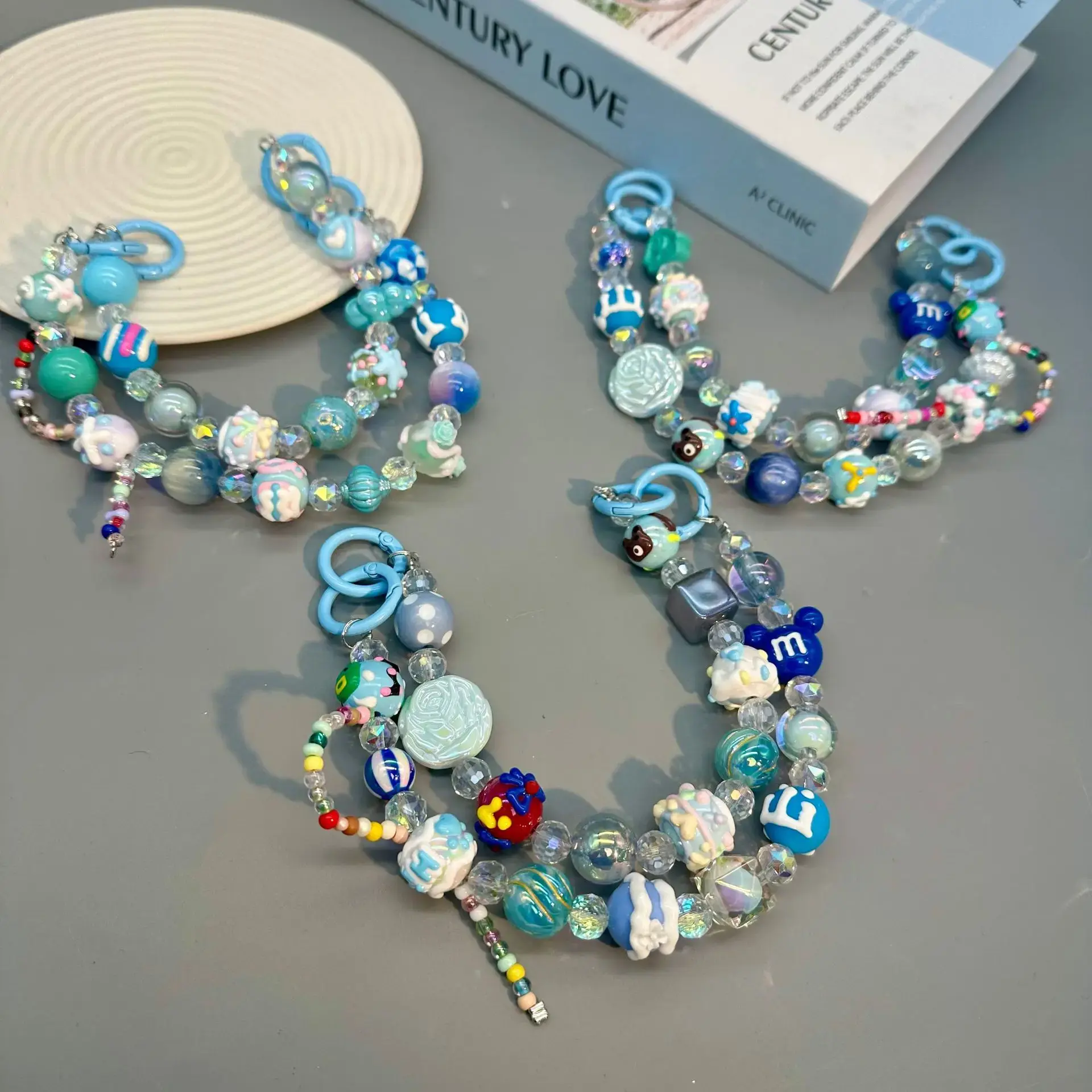 Hand-Painted Heavy-Duty Beads TikTok Chain Live Broadcast DIY Beaded Bag Mobile Phone Strap Keychain Jewelry Accessories