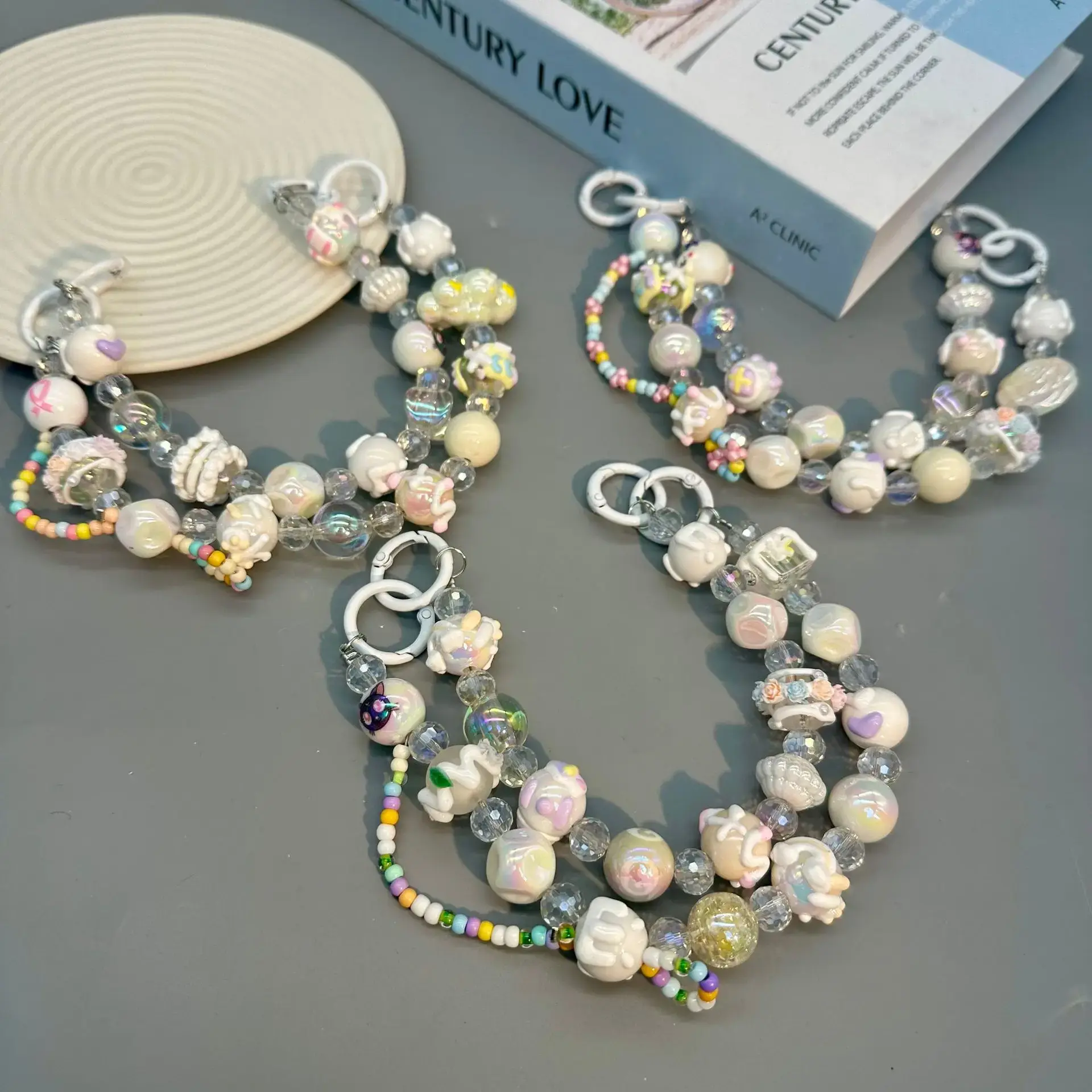 Hand-Painted Heavy-Duty Beads TikTok Chain Live Broadcast DIY Beaded Bag Mobile Phone Strap Keychain Jewelry Accessories