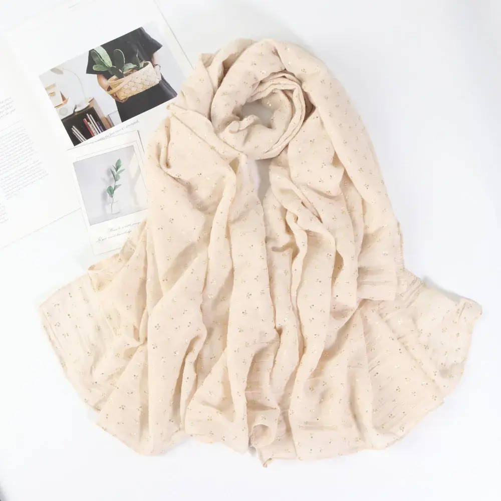 Women's Solid Color Long Scarf Casual Headscarf Thin Large Size Shawl Foreign Trade Cotton Linen Scarf Fashion Accessory