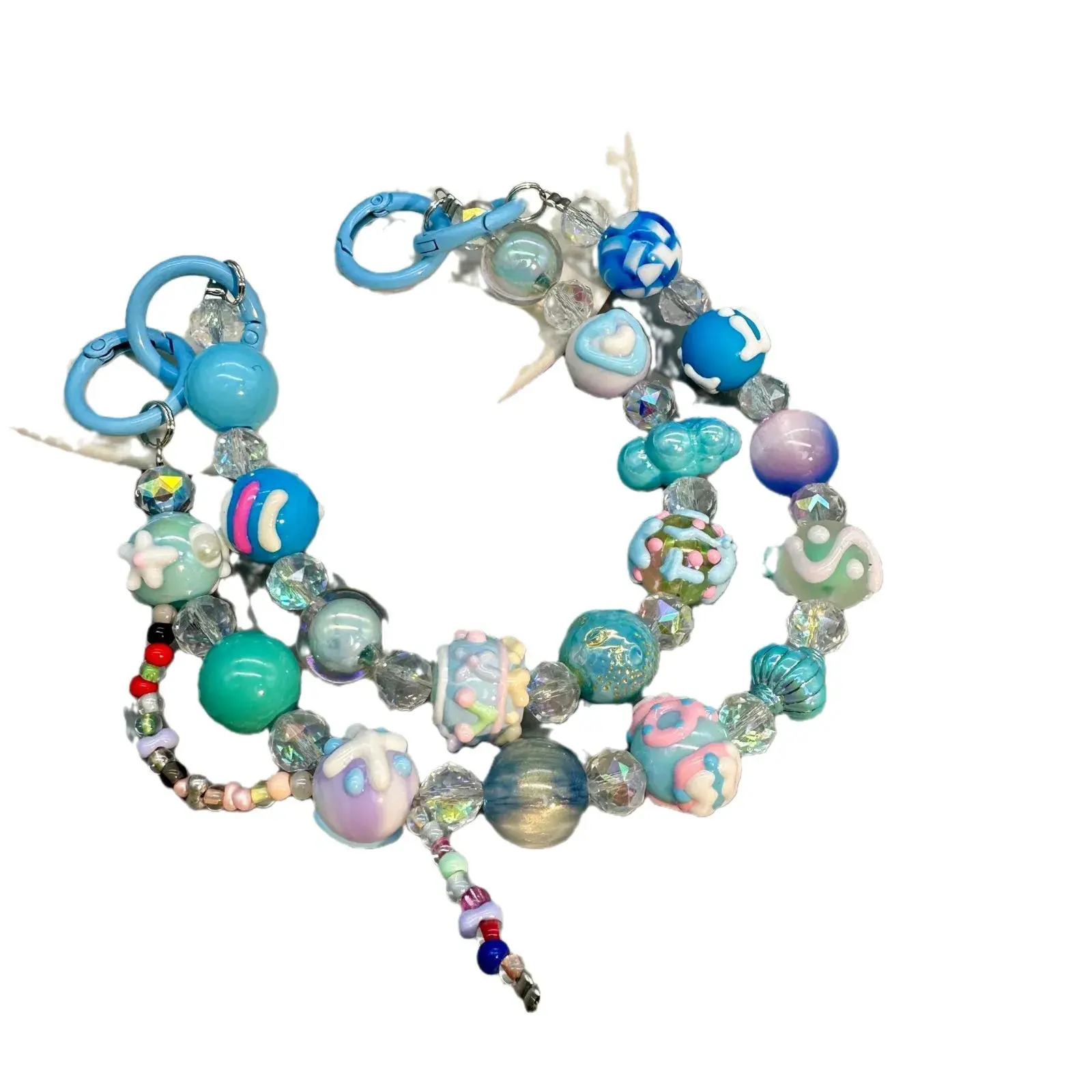 Hand-Painted Heavy-Duty Beads TikTok Chain Live Broadcast DIY Beaded Bag Mobile Phone Strap Keychain Jewelry Accessories