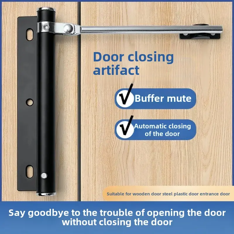 Stainless Steel Automatic Door Closer Anti-Collision Silent Push-Pull Door For Bedroom Easy Home Use Hydraulic Adjustable