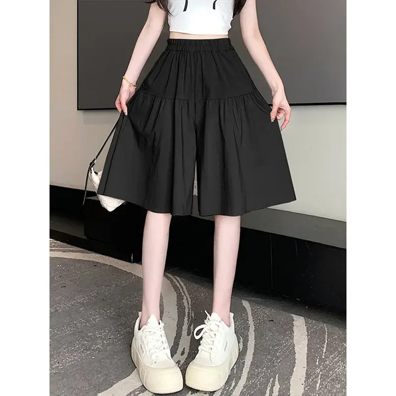 New 202 High-Waisted Slimming Loose-Fit Shorts Women's Summer Thin Draped Niche Plus Sizes Wide-Legged Five-Minute Pants