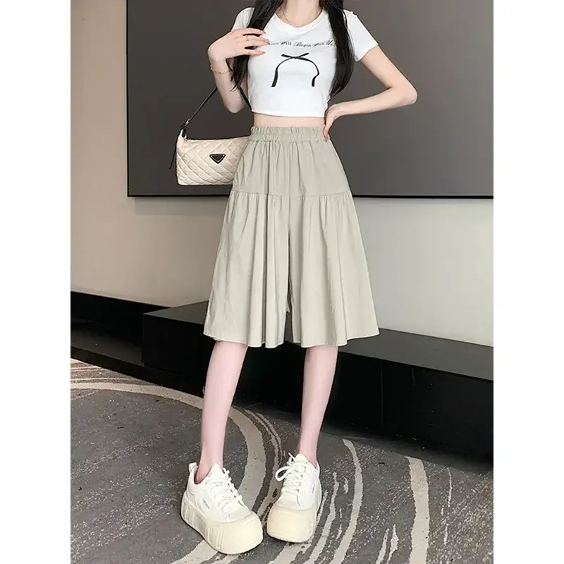New 202 High-Waisted Slimming Loose-Fit Shorts Women's Summer Thin Draped Niche Plus Sizes Wide-Legged Five-Minute Pants