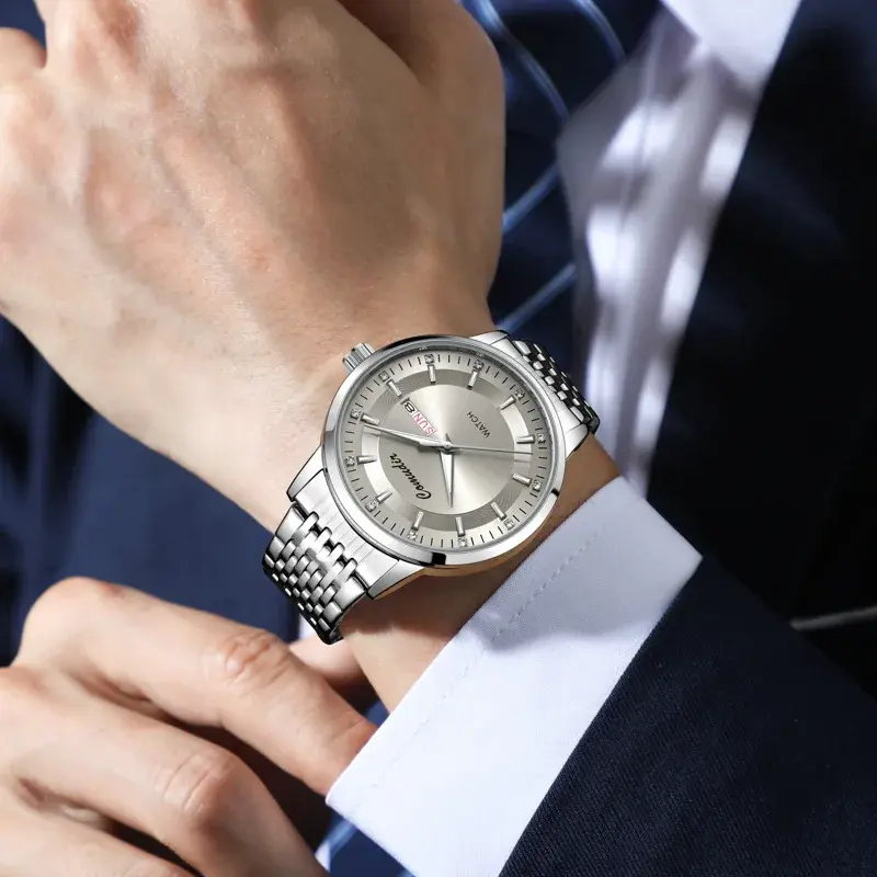 Automatic Mechanical Men's Watch Waterproof Hollow Design Trendy Night Glow Dual Calendar Social Media Fast Hand One Piece Agent