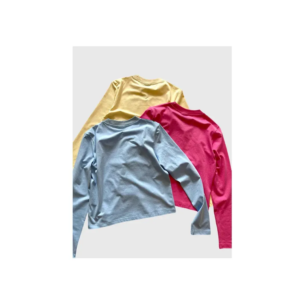 Jac 25 French Pure Desire Multi-Color Letter Patchwork Embroidery Slim Fit Short Sleeve Long Sleeve T-Shirt Spicy Girl Style