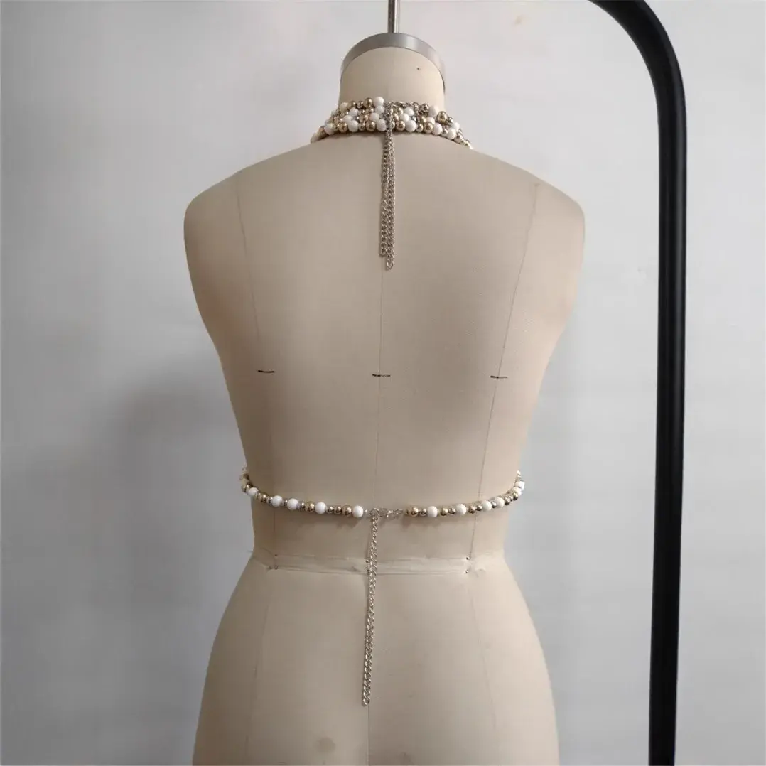 Exaggerated Bead Bikini Body Chain Sexy Tank Top Cross-Border Hot Sale Beach Jewelry Women's Vest Strapless Summer Fashion