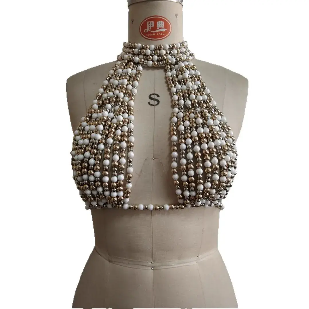 Exaggerated Bead Bikini Body Chain Sexy Tank Top Cross-Border Hot Sale Beach Jewelry Women's Vest Strapless Summer Fashion
