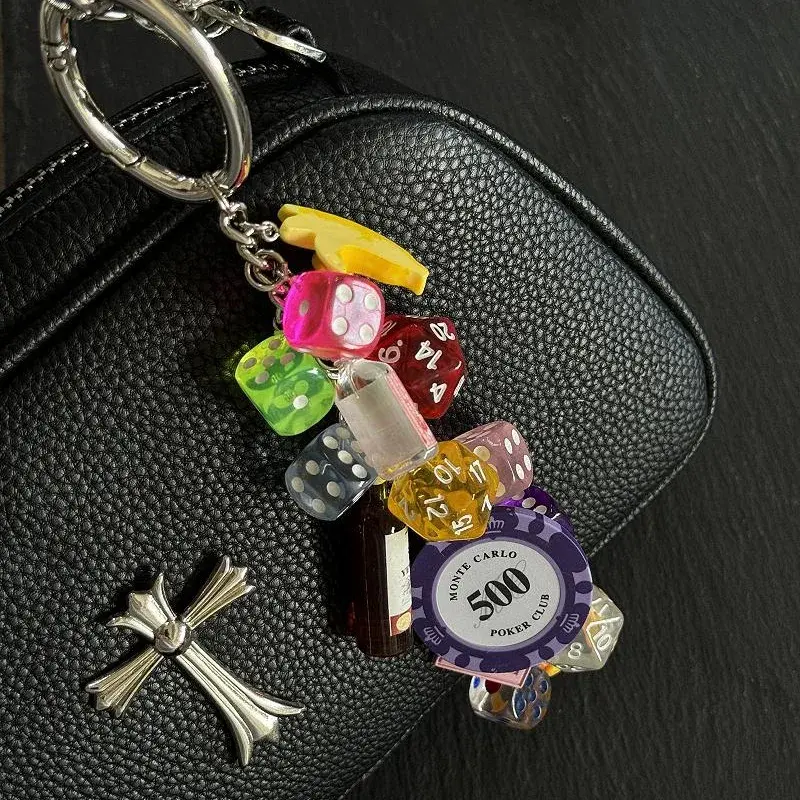 Anew Miu System Bag Charm Lucky Dice Poker Chip Extremely Busy Trendy Waist Intermediate Hanging Ornament Hanging Bag Charm