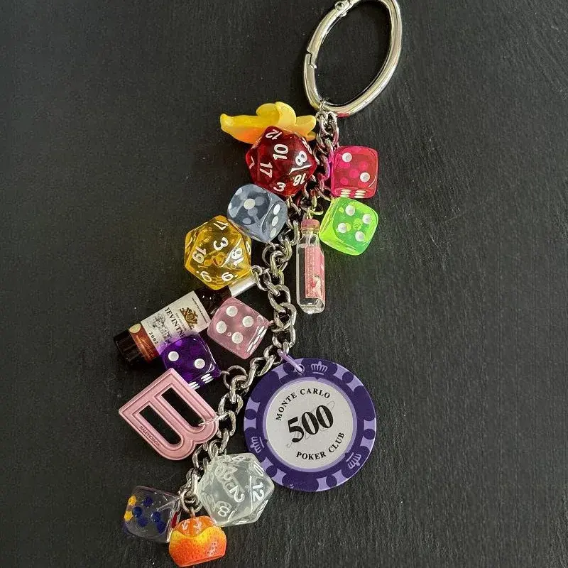 Anew Miu System Bag Charm Lucky Dice Poker Chip Extremely Busy Trendy Waist Intermediate Hanging Ornament Hanging Bag Charm