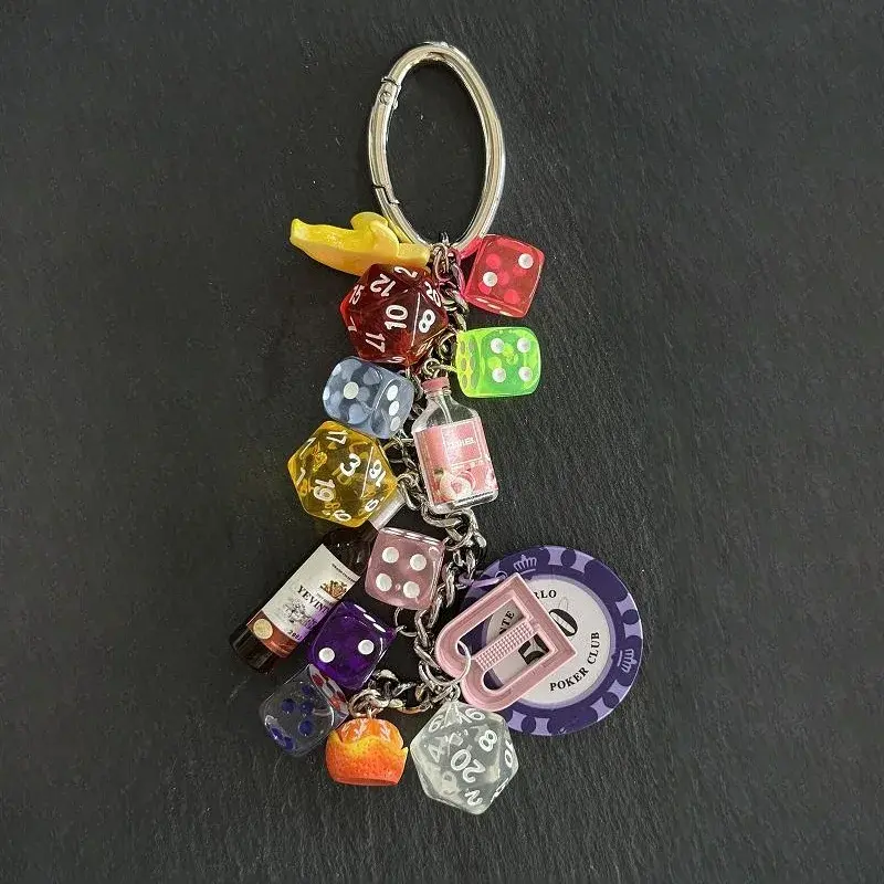 Anew Miu System Bag Charm Lucky Dice Poker Chip Extremely Busy Trendy Waist Intermediate Hanging Ornament Hanging Bag Charm