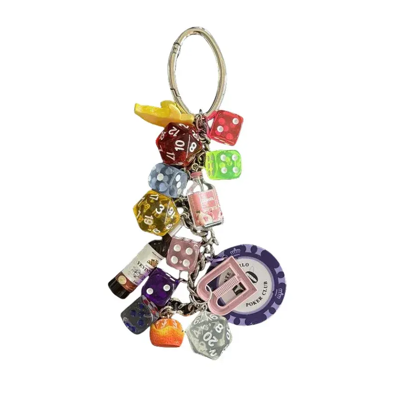 Anew Miu System Bag Charm Lucky Dice Poker Chip Extremely Busy Trendy Waist Intermediate Hanging Ornament Hanging Bag Charm