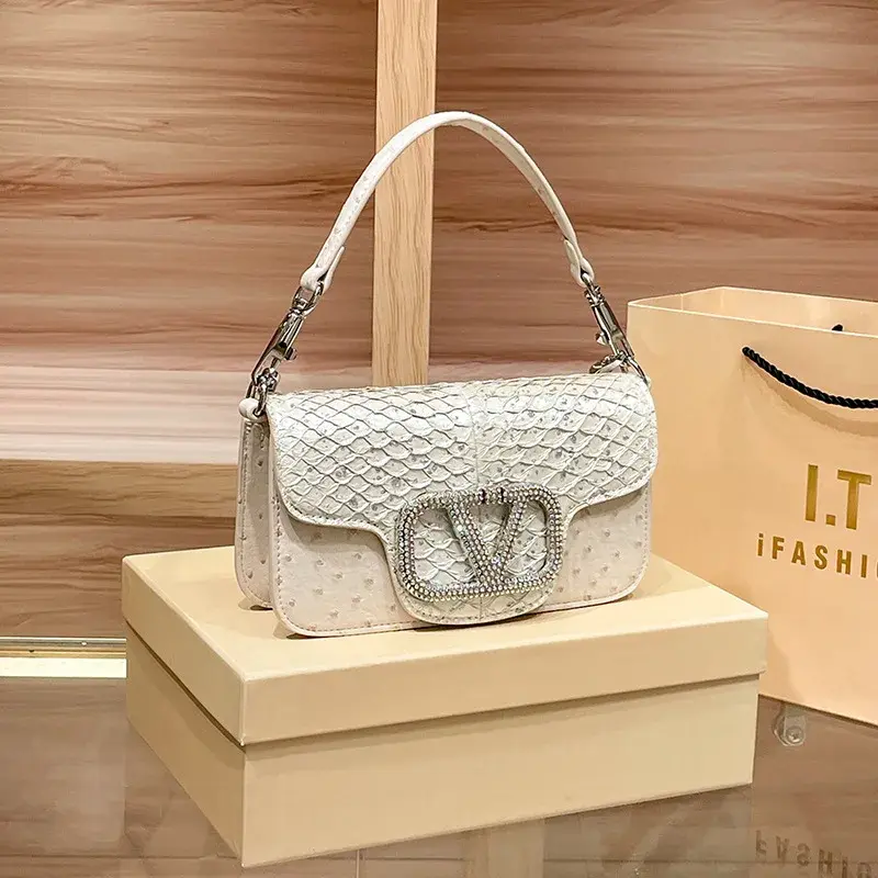 2024 New Luxury Diamond Inlaid Women's Bag Simple Fashionable Handbag High-end Crossbody Bag Lightweight Leather Bird Cow Hide