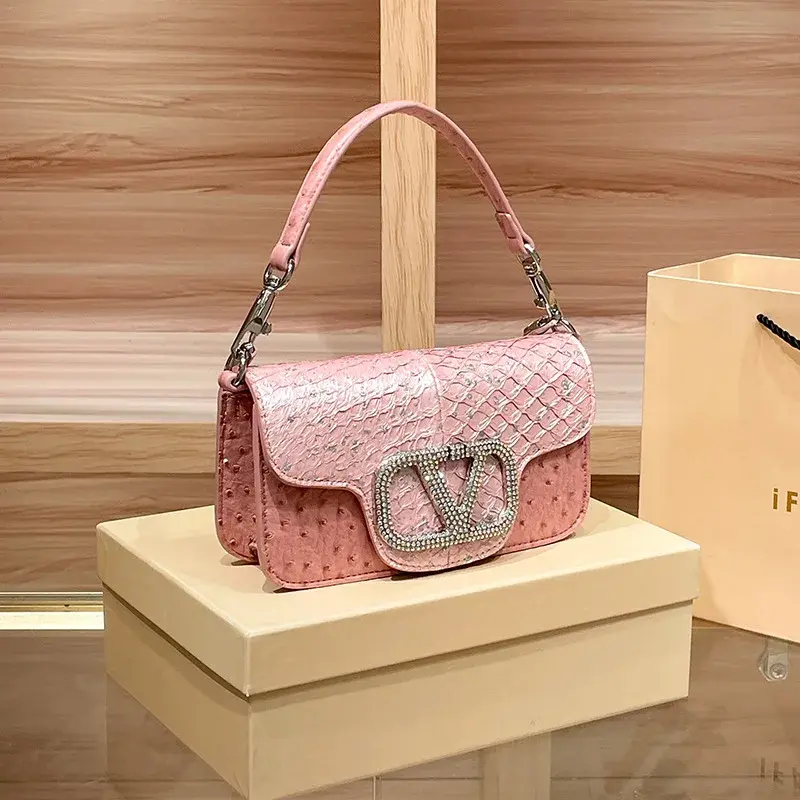 2024 New Luxury Diamond Inlaid Women's Bag Simple Fashionable Handbag High-end Crossbody Bag Lightweight Leather Bird Cow Hide