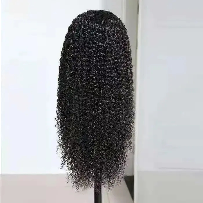 Women's Long Curly Hair Wig African Ladies Small Curly Middle Part Wig Hat Extensions
