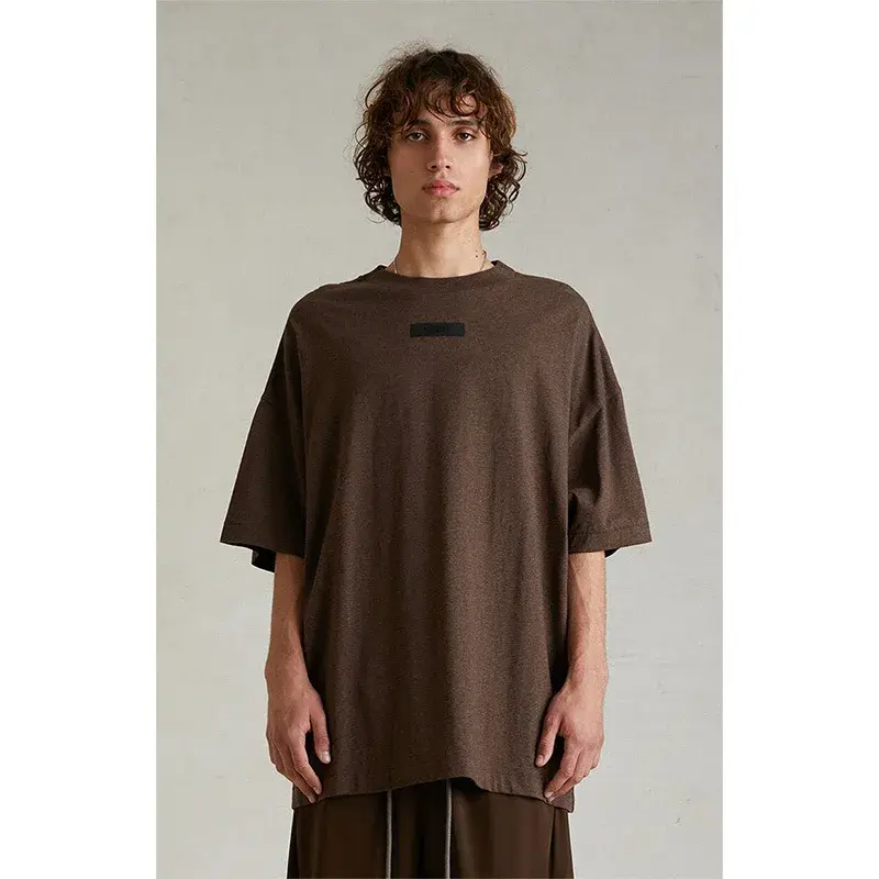 2024 Summer Essential T-shirt Short Sleeves Fog Coprint T Shirt Brown Flocking Wood Grey Color Shirt Men Women Casual Wear