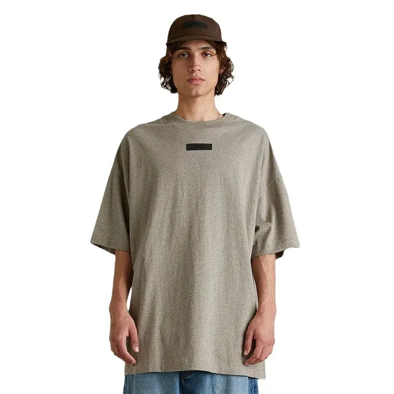 2024 Summer Essential T-shirt Short Sleeves Fog Coprint T Shirt Brown Flocking Wood Grey Color Shirt Men Women Casual Wear