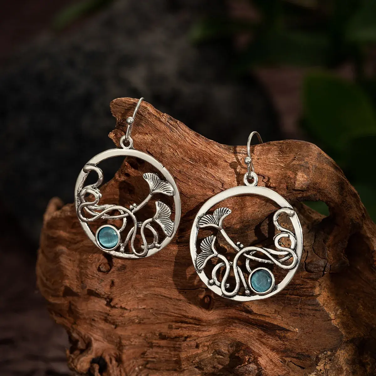 Vintage Natural Stone Earrings Fashionable Green Aloe Ear Pendants Bohemian Ethnic Long Ear Decorations For Women
