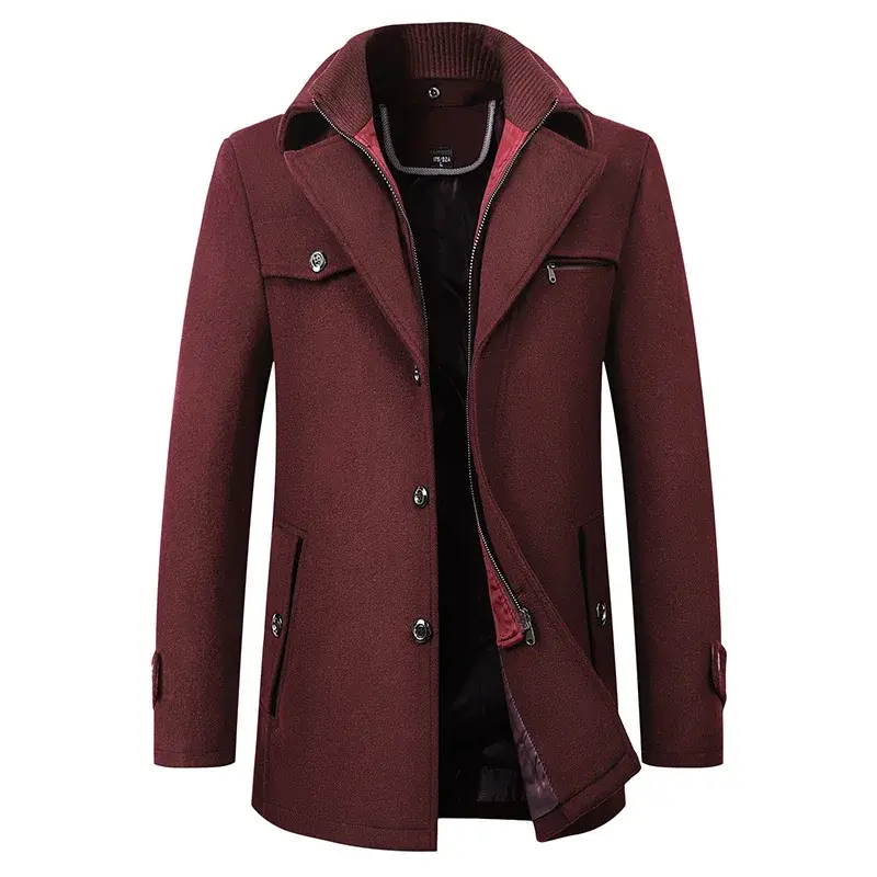New 2023 Woolen Coat Men's Business Casual Fashionable Thickened Warm Extra Trendy Flow Fashion Jacket