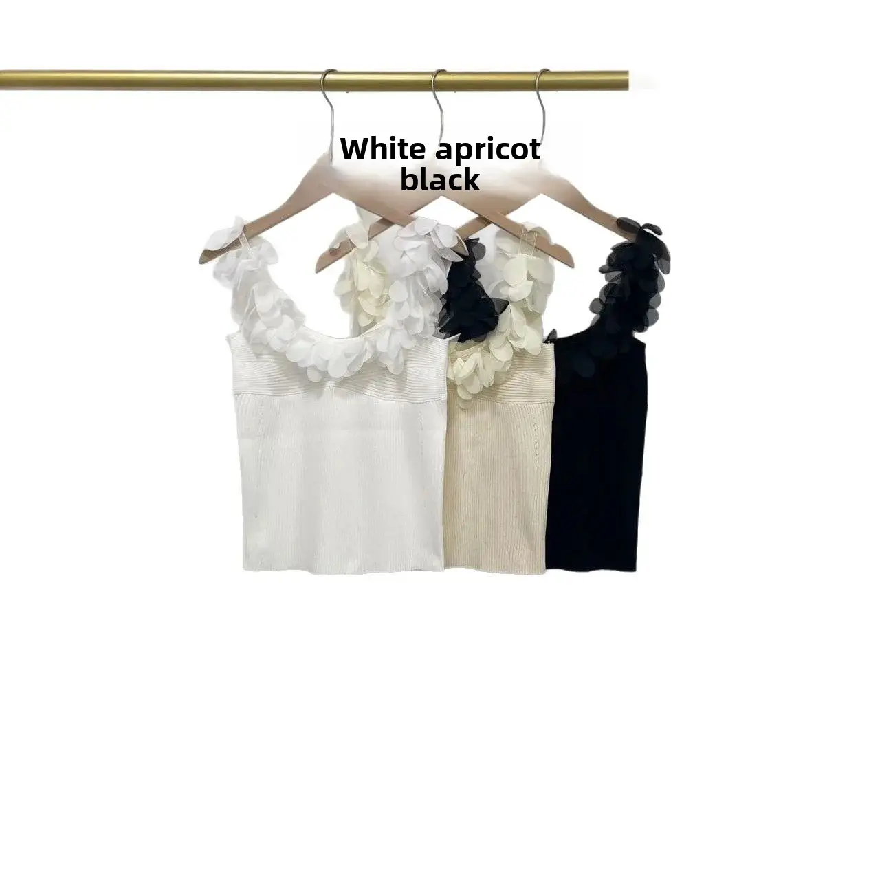 Summer New Knitted Women's Camisole Vest Tops Wholesale Polyester Fiber Fashionable Breathable Sleeveless Top for Ladies
