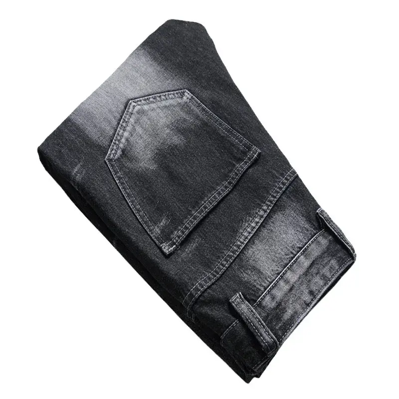 2023 Fashionable Trendy Men's Casual Denim Trousers European American Foreign Trade Tied Flower Hole Punched Style