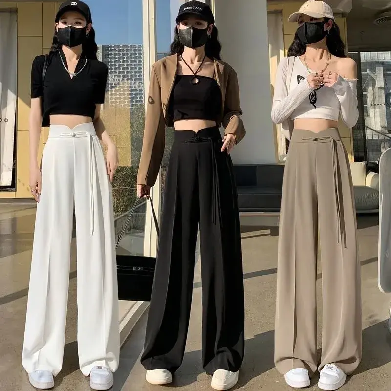 High Waist Chinese Style Women's Casual Pants Draping Spring Summer Small Size Cuffed Trousers Fashionable Loose Fit Trousers