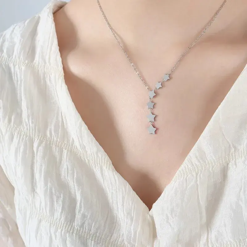 Ins Style Star Fringed Versatile Sweet Necklace Niche Design Sensibility Elegant Unique Clavicle Chain