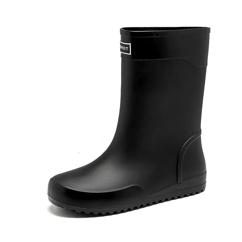 Waterproof Non-slip Men's Mid-Calf Rain Shoes For Outdoor Work And Sports Durable Rubber Soles PVC Upper Plastic Boots