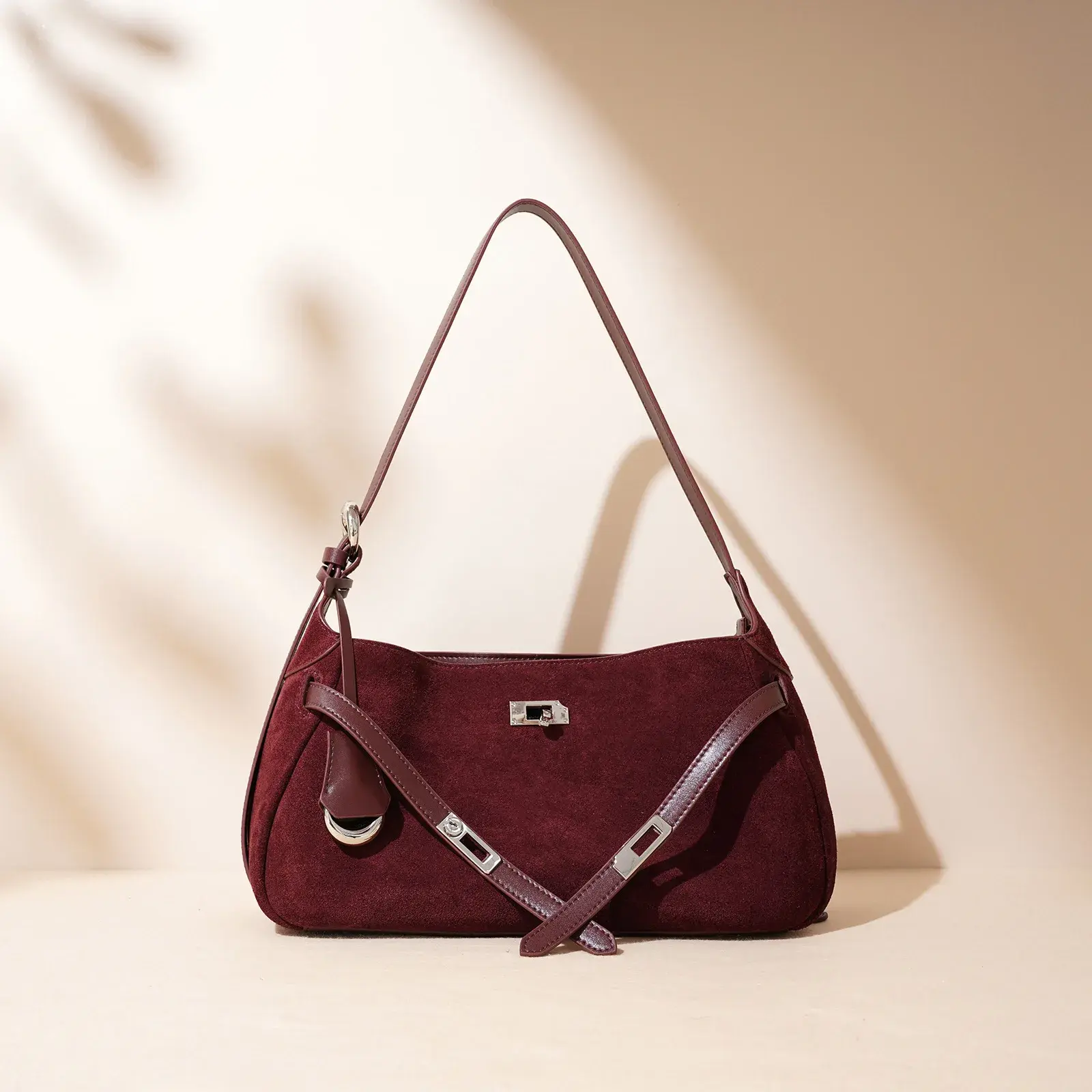 2024 New NicheDesign Frosted Cow Leather Women's Underarm Bag Versatile Single Shoulder Slant Crossbody Handbag Small Square Bag