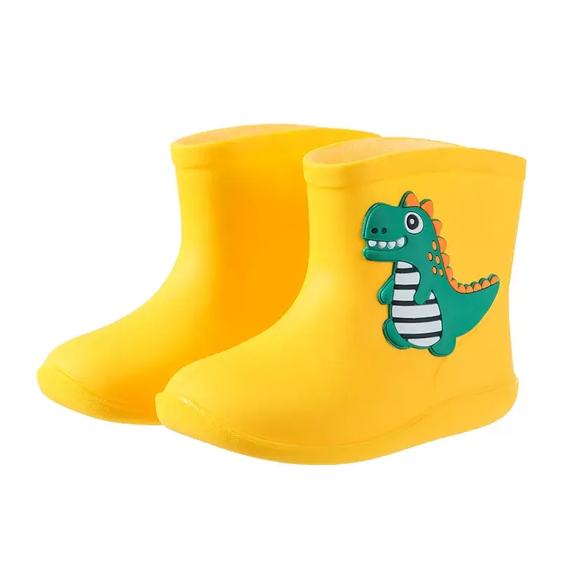 New Cartoon Dinosaur Waterproof Baby Rain Boots Cotton Filled Shoes For Boys And Girls Nursery Children's Footwear