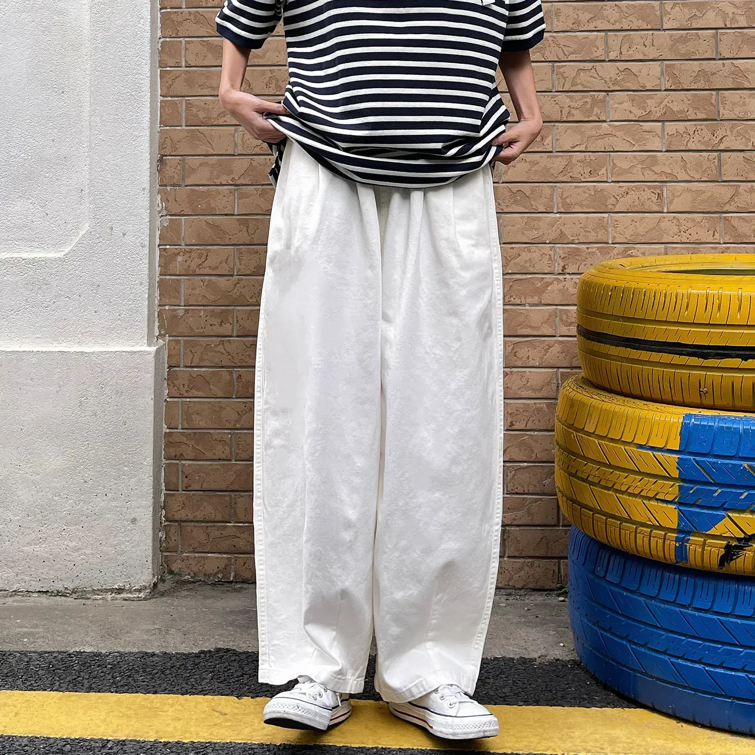 Trendy Vintage Cargo Pants Men's Straight Leg Loose Fit Bell Bottoms High Street Style Casual Trousers