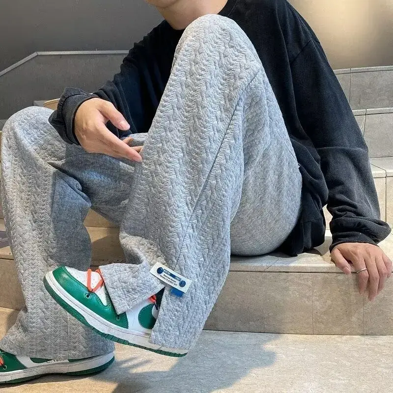 American Style High Street Casual Pants Men's Jacquard Straight-Leg Wide-Leg Artistic Youth Street Photography Trousers