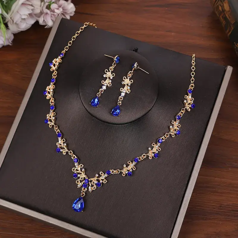 Elegant Women's Fashion Necklace Earrings Alloy Drop Shape Bridal Veil Accessories Direct Factory Price European American Style