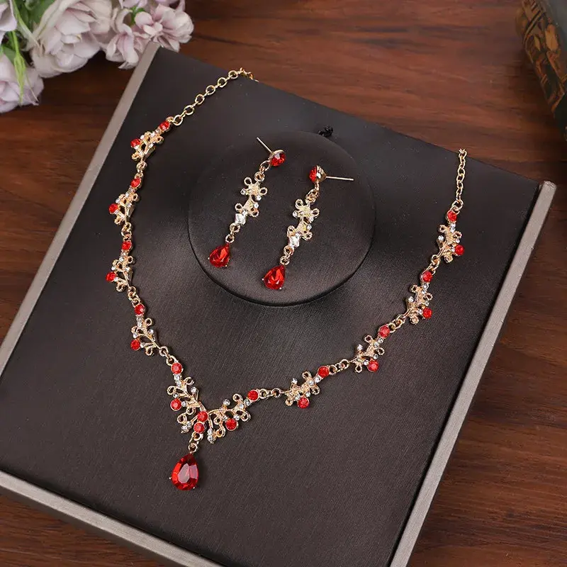 Elegant Women's Fashion Necklace Earrings Alloy Drop Shape Bridal Veil Accessories Direct Factory Price European American Style