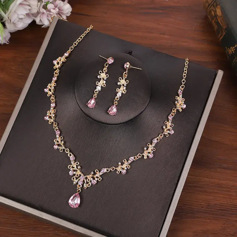 Elegant Women's Fashion Necklace Earrings Alloy Drop Shape Bridal Veil Accessories Direct Factory Price European American Style