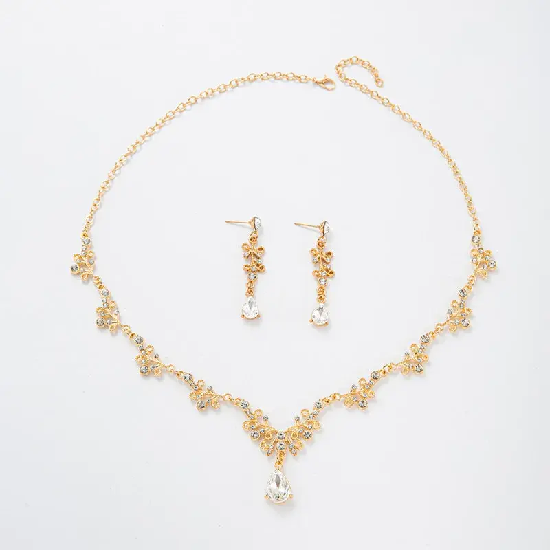 Elegant Women's Fashion Necklace Earrings Alloy Drop Shape Bridal Veil Accessories Direct Factory Price European American Style