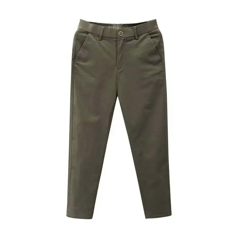 Men's Casual Trousers Summer Trendy Thin Cotton Small Straight-leg Pants Business Cropped Pants New Style