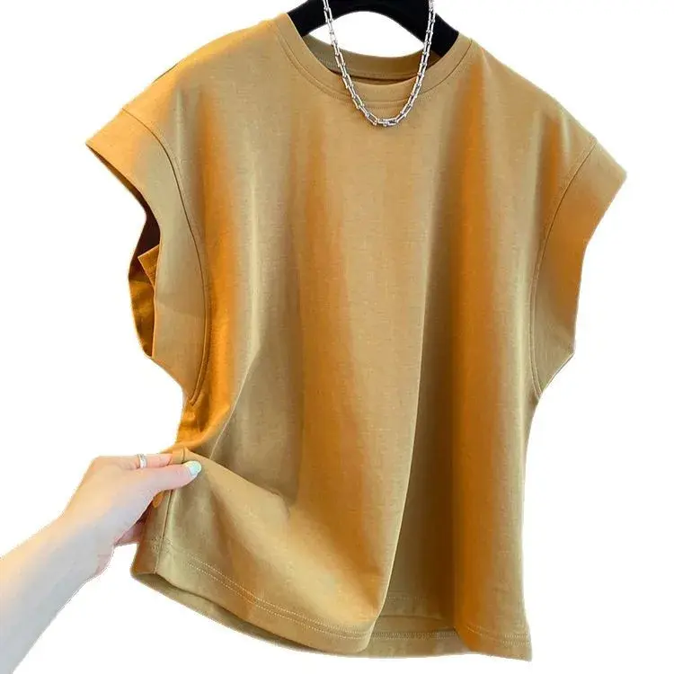 Loose Women's T-shirt Crew Neck Short Sleeve Floral Edge Simple Pure Color Summer New Style Fashionable Wide Top Shirt