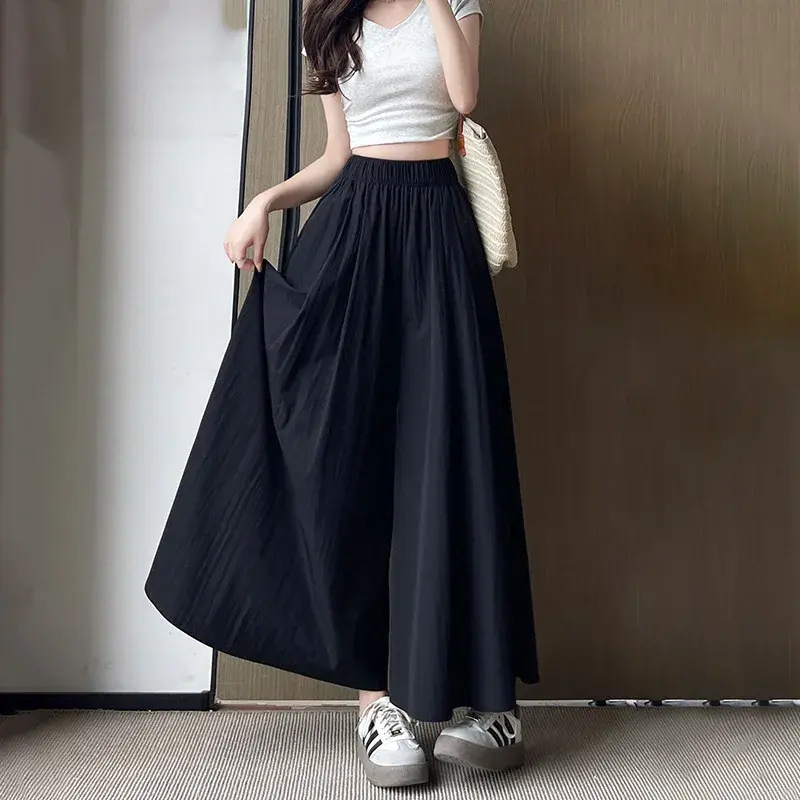 Macaron Five Color Summer High Waist Slimming Half Skirt Casual Ice Silk Wide Leg Pants Women's Fashionable Casual Skirt